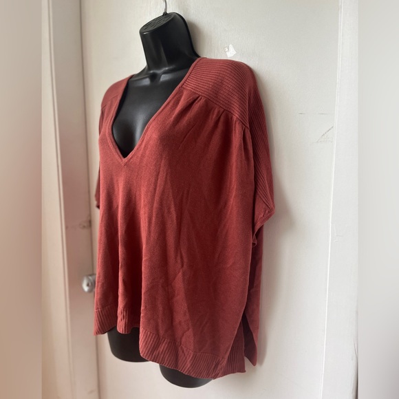 Anthropologie Clara Knit Top Linen Blend Size S V-Neck Short Sleeve - Picture 6 of 12